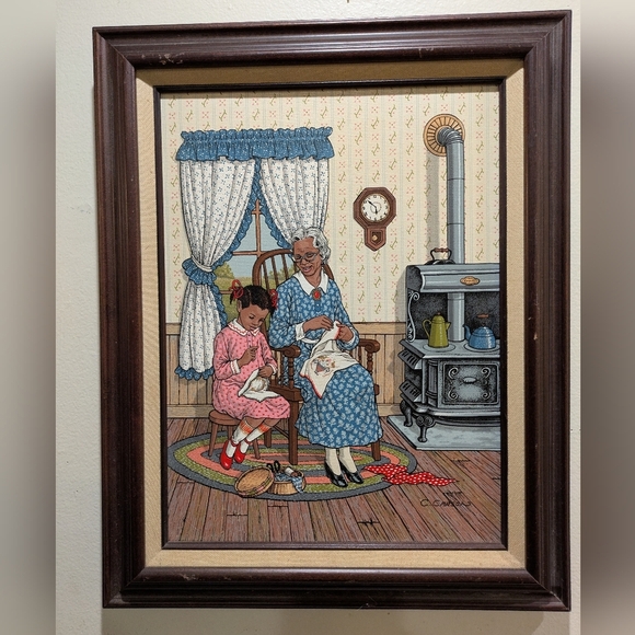 C.Carson African -american Painting Canvas Wood Frame Signed Wall Art 20x16 - Picture 2 of 9